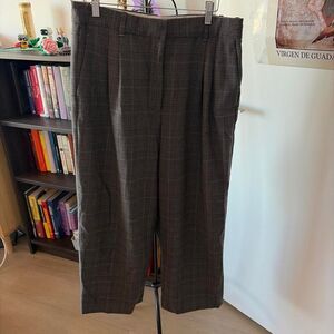 Aritzia Wilfred The Effortless Pant Cropped (Re)fined Gray Plaid Trouser